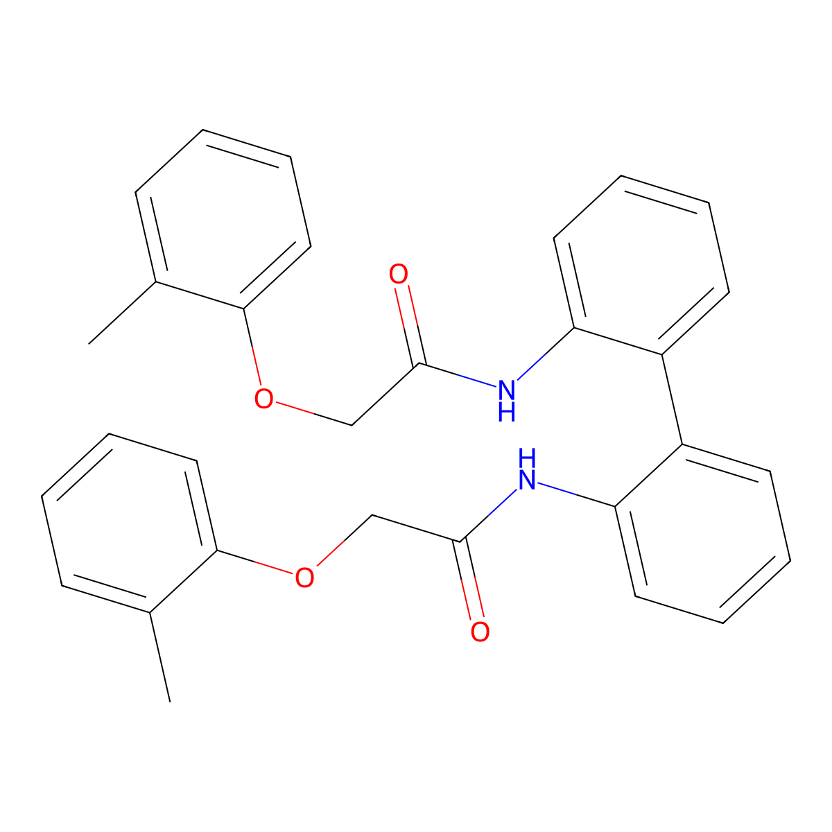 2-(2-methylphenoxy)-N-[2-[2-[[2-(2-methylphenoxy)acetyl]amino]phenyl]phenyl]acetamide molecular structure, CAS 327071-14-7