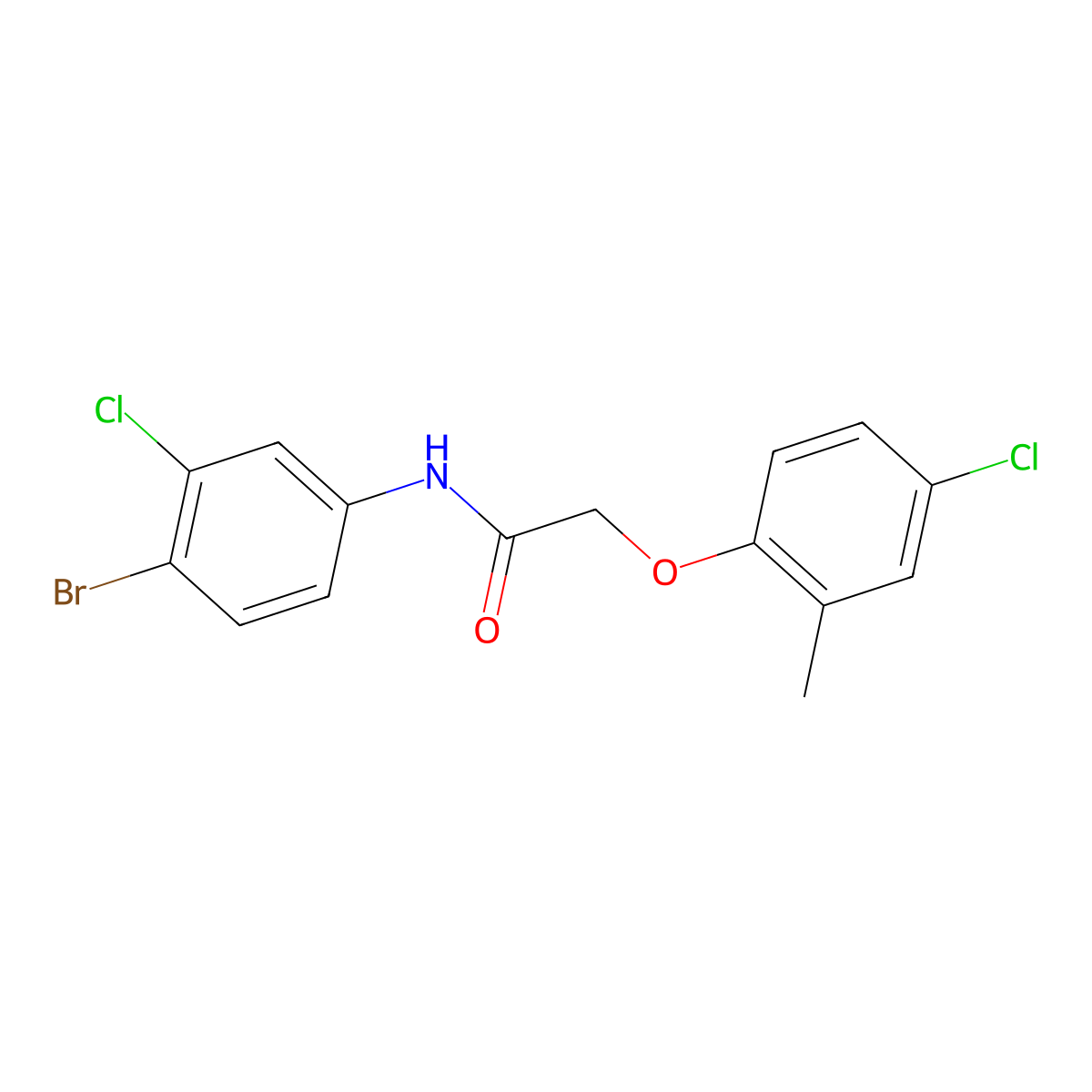 N-(4-bromo-3-chlorophenyl)-2-(4-chloro-2-methylphenoxy)acetamide molecular structure, CAS 327071-16-9