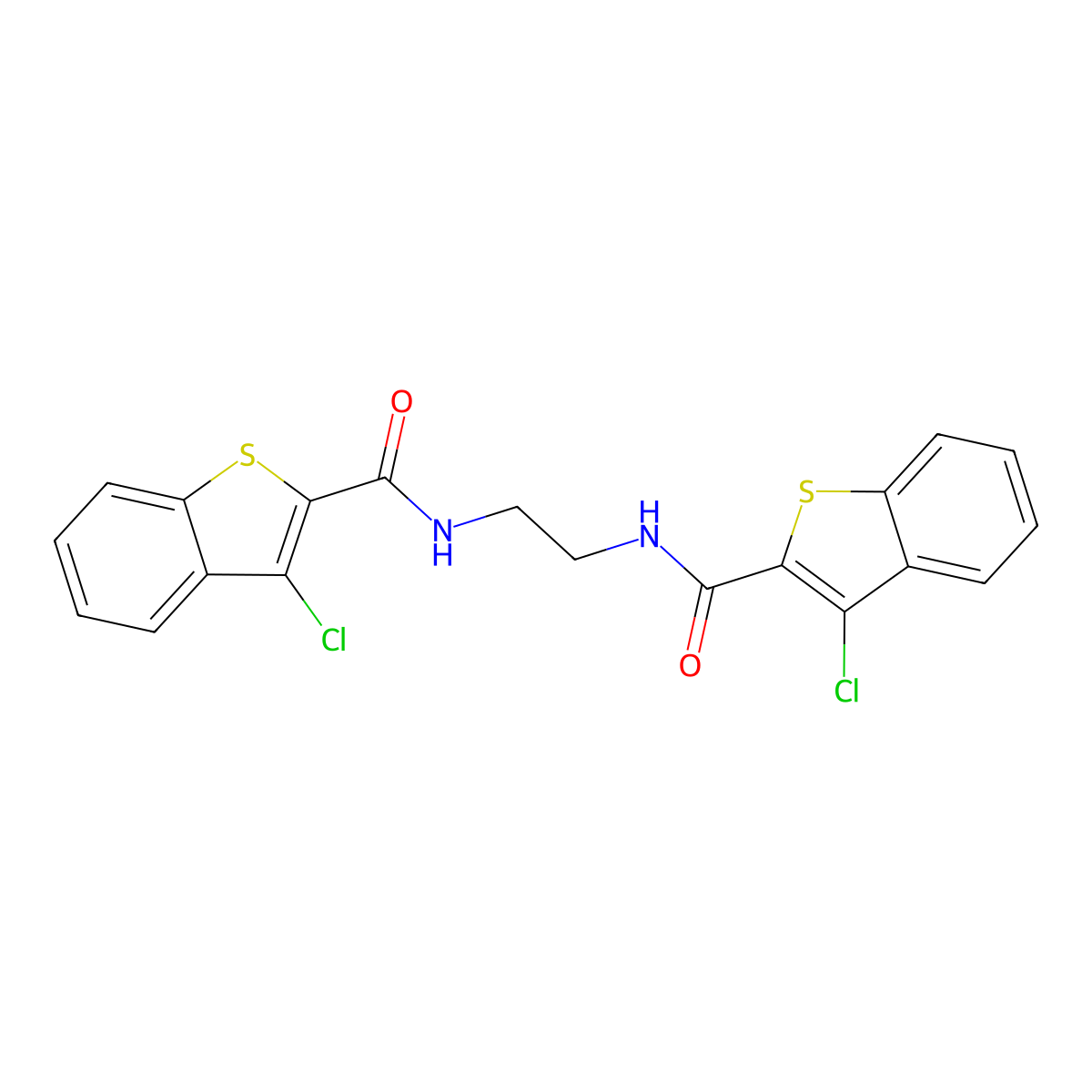 3-chloro-N-[2-[(3-chloro-1-benzothiophene-2-carbonyl)amino]ethyl]-1-benzothiophene-2-carboxamide molecular structure, CAS 327071-17-0