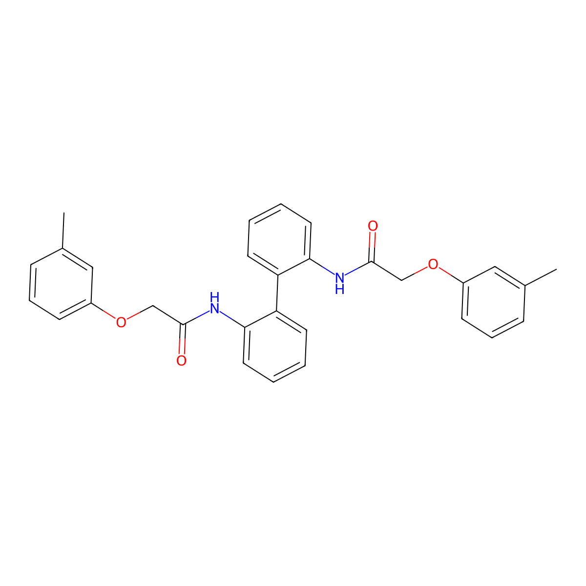 2-(3-methylphenoxy)-N-[2-[2-[[2-(3-methylphenoxy)acetyl]amino]phenyl]phenyl]acetamide molecular structure, CAS 327071-20-5