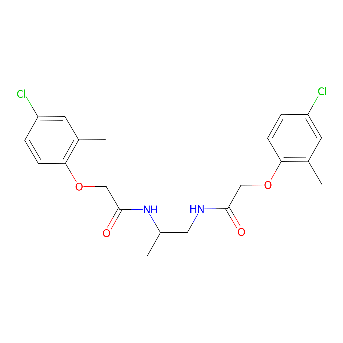 2-(4-chloro-2-methylphenoxy)-N-(2-{[(4-chloro-2-methylphenoxy)acetyl]amino}-1-methylethyl)acetamide molecular structure, CAS 327071-48-7
