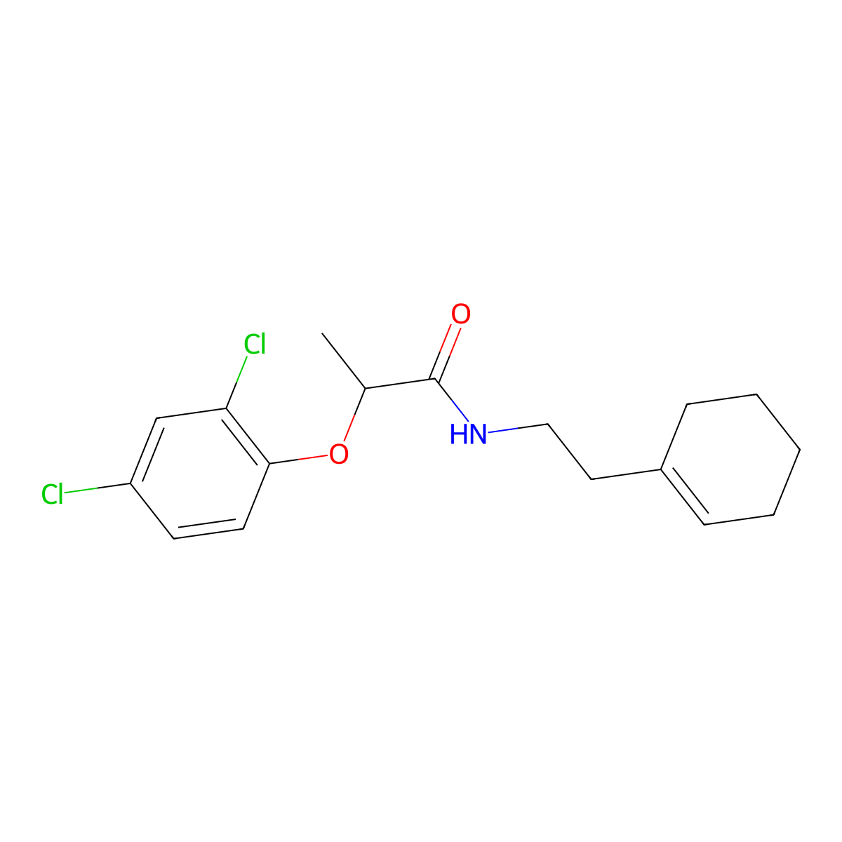 N-[2-(1-cyclohexen-1-yl)ethyl]-2-(2,4-dichlorophenoxy)propanamide molecular structure, CAS 327071-65-8