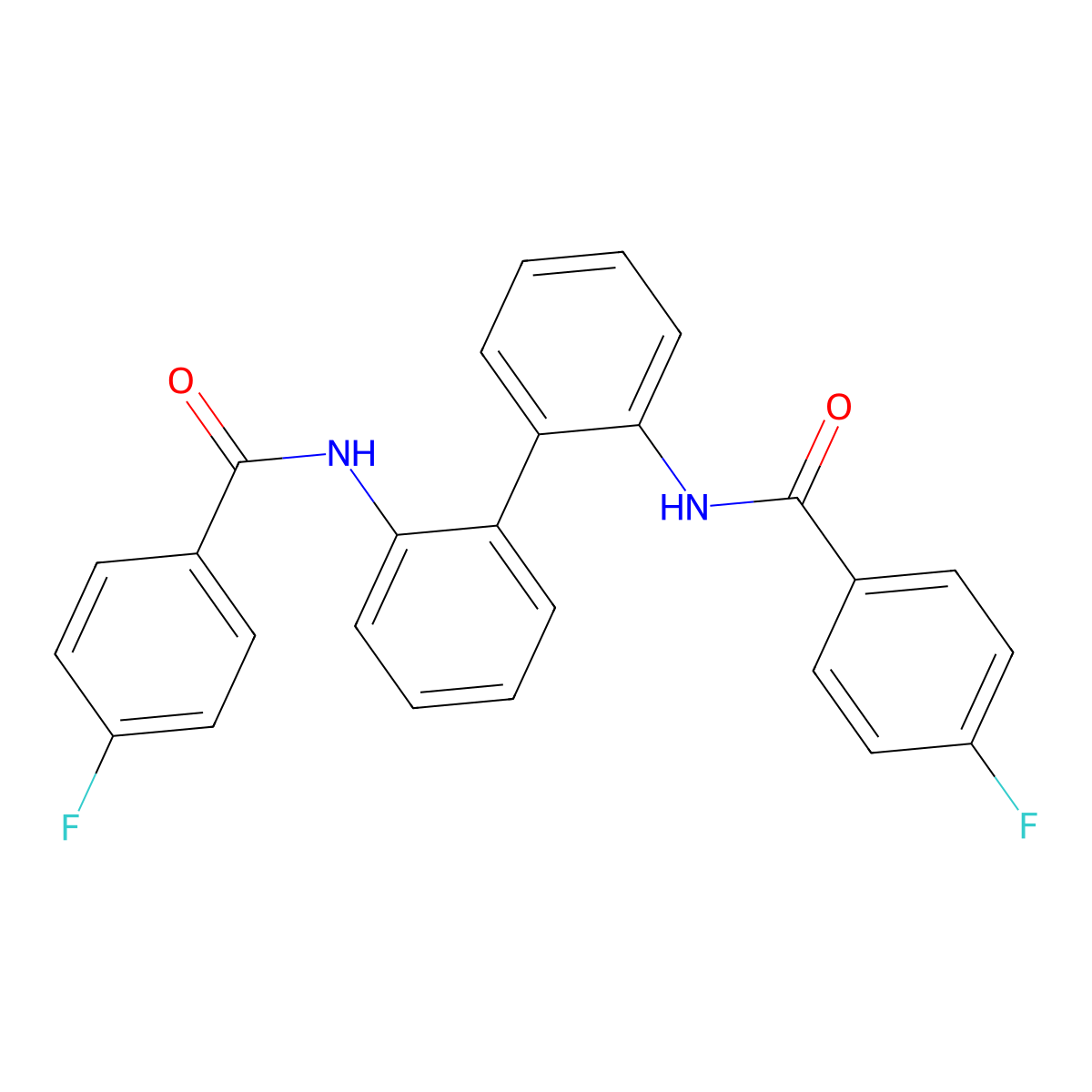4-fluoro-N-[2-[2-[(4-fluorobenzoyl)amino]phenyl]phenyl]benzamide molecular structure, CAS 327071-70-5