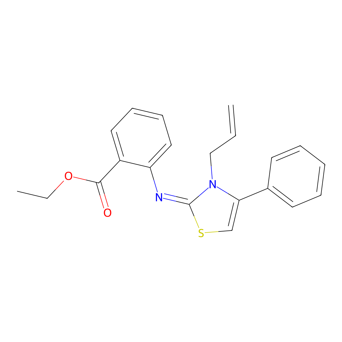 (Z)-ethyl 2-((3-allyl-4-phenylthiazol-2(3H)-ylidene)amino)benzoate molecular structure, CAS 327072-18-4