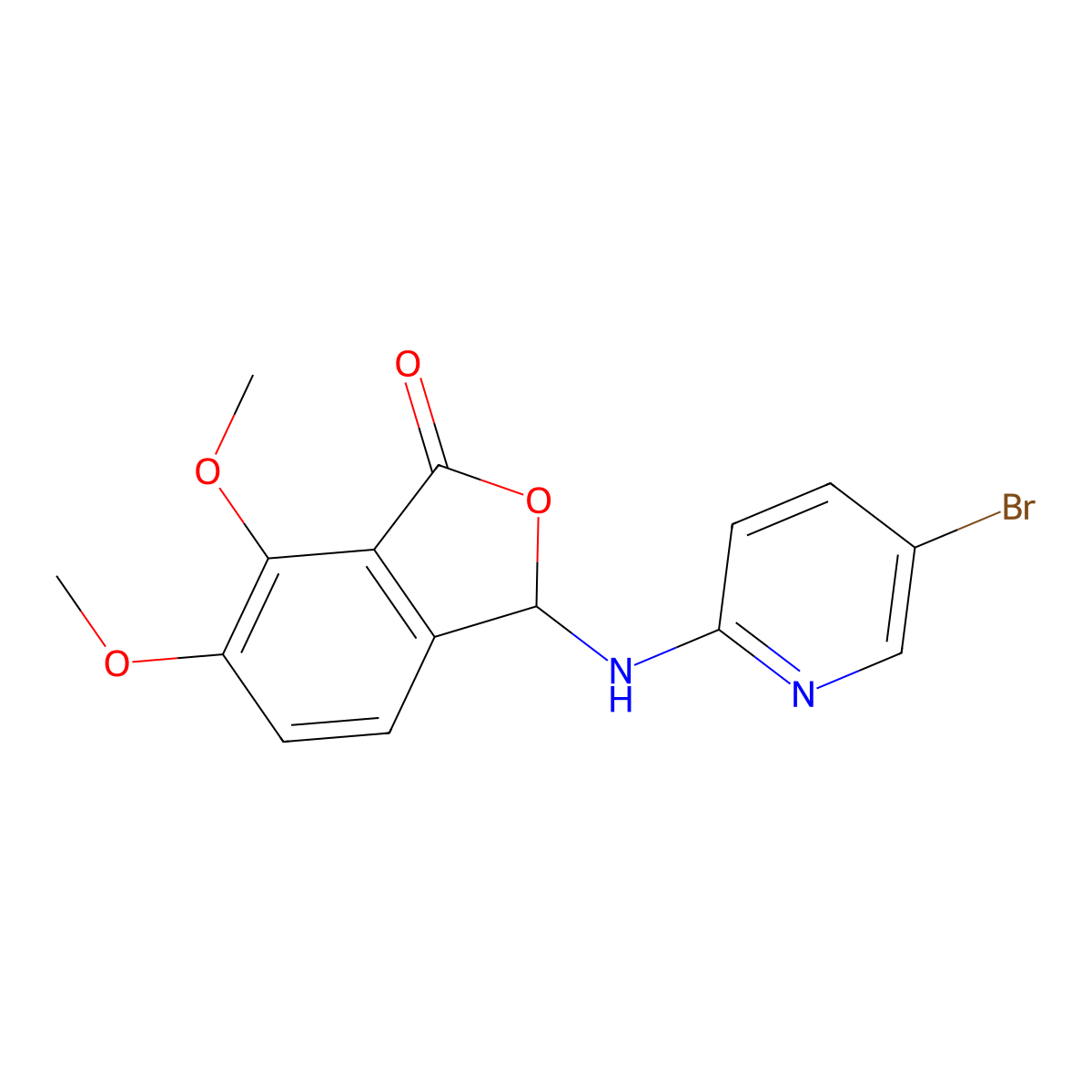 3-[(5-bromopyridin-2-yl)amino]-6,7-dimethoxy-3H-2-benzofuran-1-one molecular structure, CAS 327072-33-3