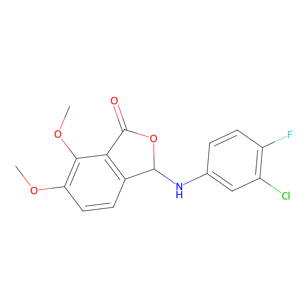 3-[(3-chloro-4-fluorophenyl)amino]-6,7-dimethoxy-2-benzofuran-1(3H)-one molecular structure, CAS 327072-34-4