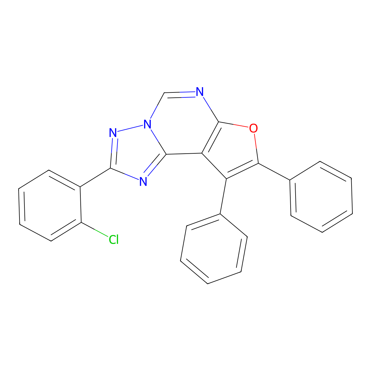 2-(2-Chlorophenyl)-8,9-diphenylfuro[3,2-e][1,2,4]triazolo[1,5-c]pyrimidine molecular structure, CAS 327072-84-4