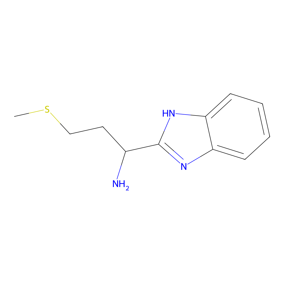 1-(1H-Benzo[d]imidazol-2-yl)-3-(methylthio)propan-1-amine molecular structure, CAS 327072-88-8