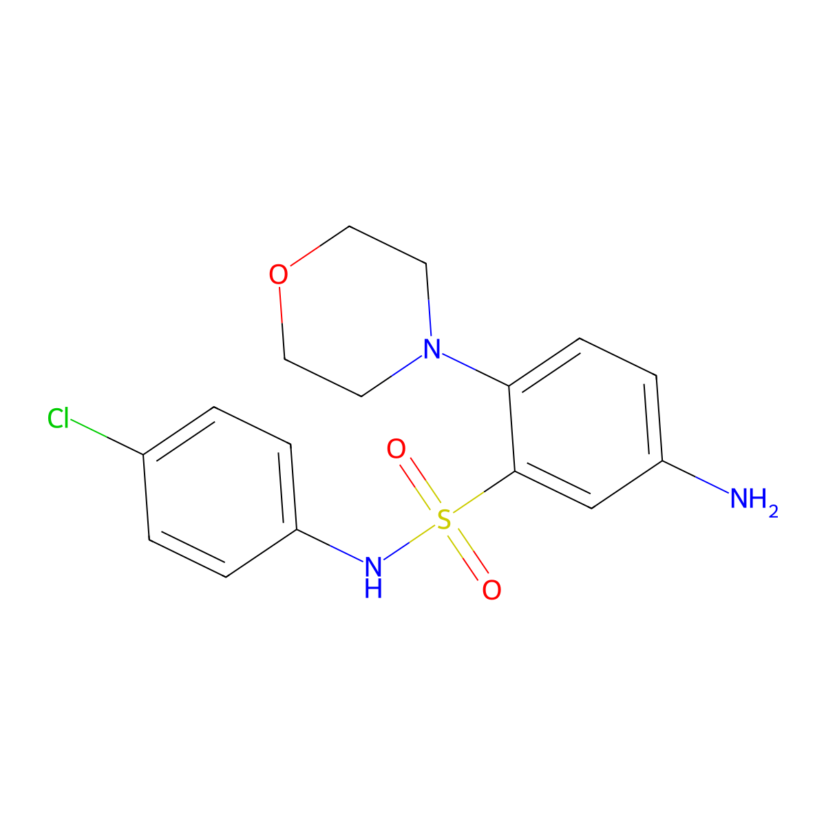 5-amino-N-(4-chlorophenyl)-2-(morpholin-4-yl)benzene-1-sulfonamide molecular structure, CAS 327072-90-2