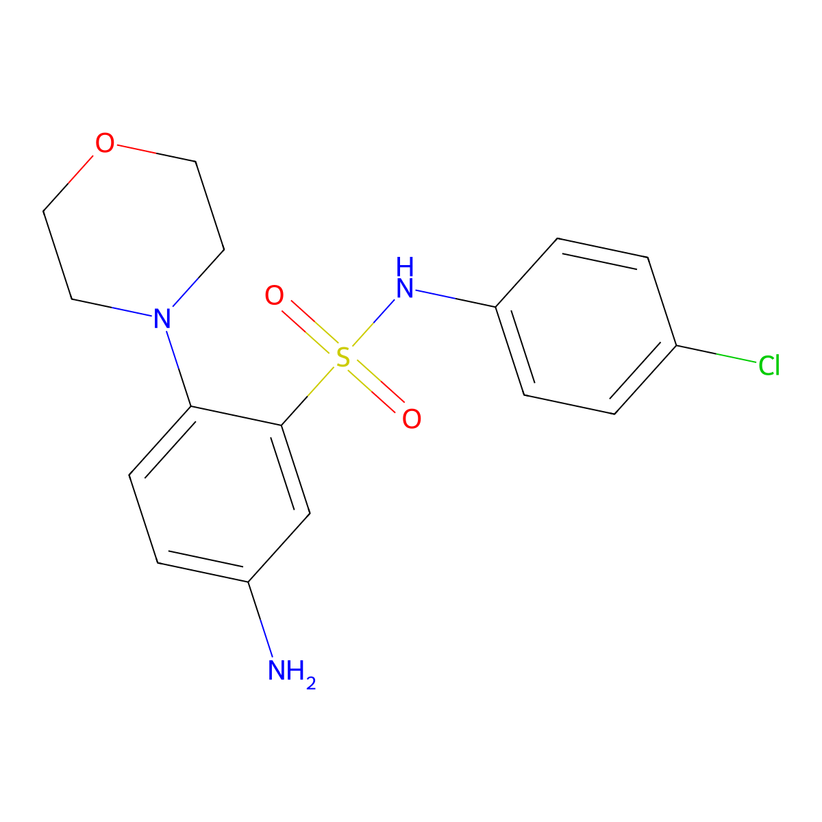 5-amino-N-(4-chlorophenyl)-2-(morpholin-4-yl)benzene-1-sulfonamide molecular structure, CAS 327072-90-2