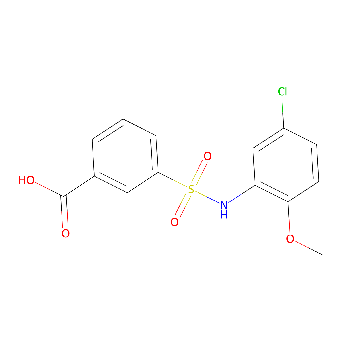 3-[(5-Chloro-2-methoxyphenyl)sulfamoyl]benzoic acid molecular structure, CAS 327072-94-6