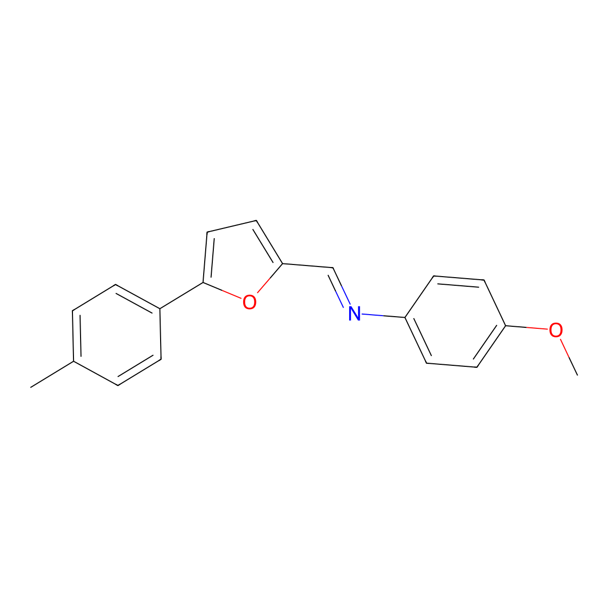 (4-Methoxy-phenyl)-(5-p-tolyl-furan-2-ylmethylene)-amine molecular structure, CAS 327074-22-6