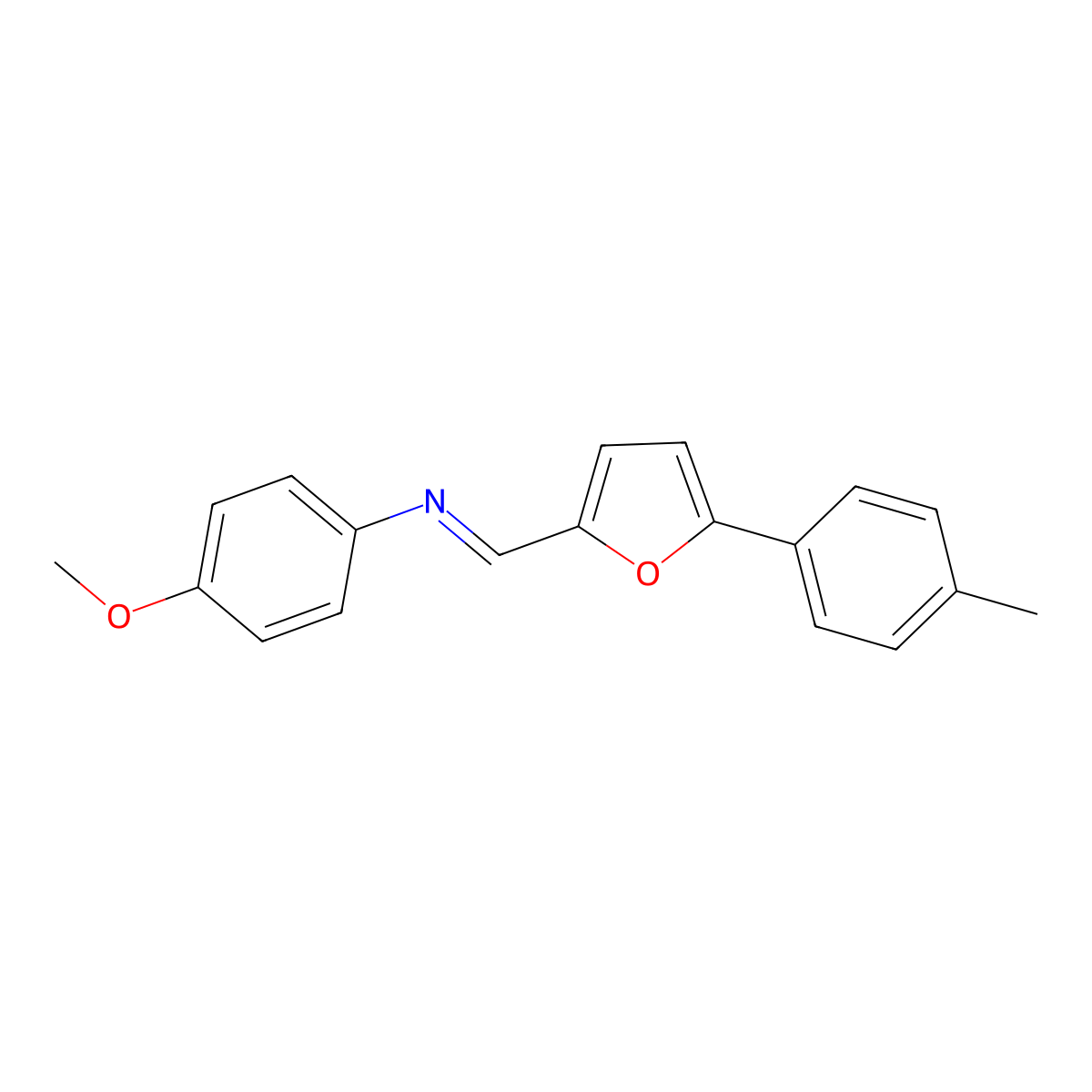 (4-Methoxy-phenyl)-(5-p-tolyl-furan-2-ylmethylene)-amine molecular structure, CAS 327074-22-6