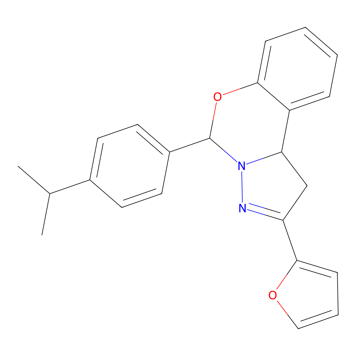 2-(2-Furyl)-5-(4-isopropylphenyl)-1,10b-dihydropyrazolo[1,5-c][1,3]benzoxazine molecular structure, CAS 327074-39-5