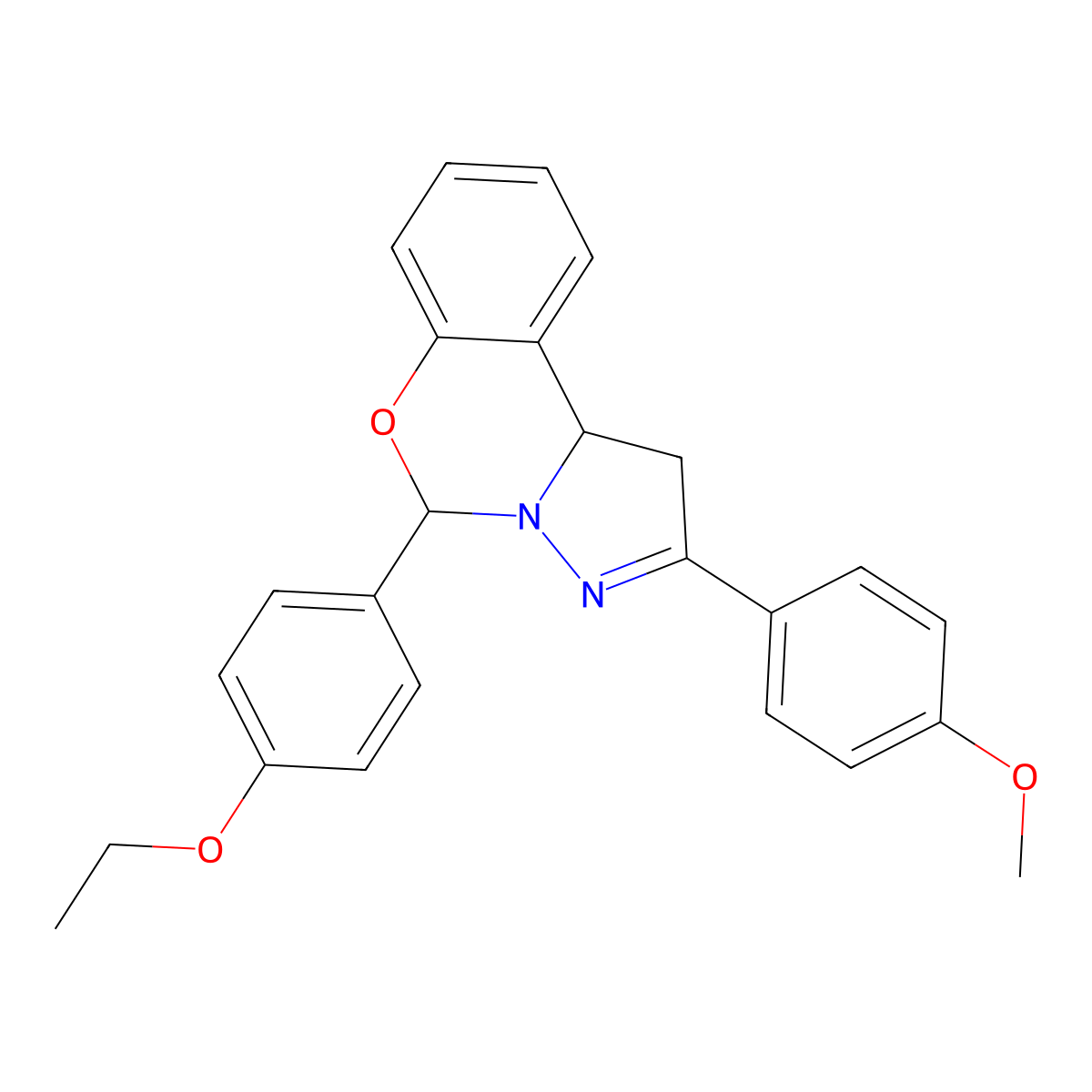 5-(4-Ethoxyphenyl)-2-(4-methoxyphenyl)-1,10b-dihydropyrazolo[1,5-c][1,3]benzoxazine molecular structure, CAS 327074-56-6