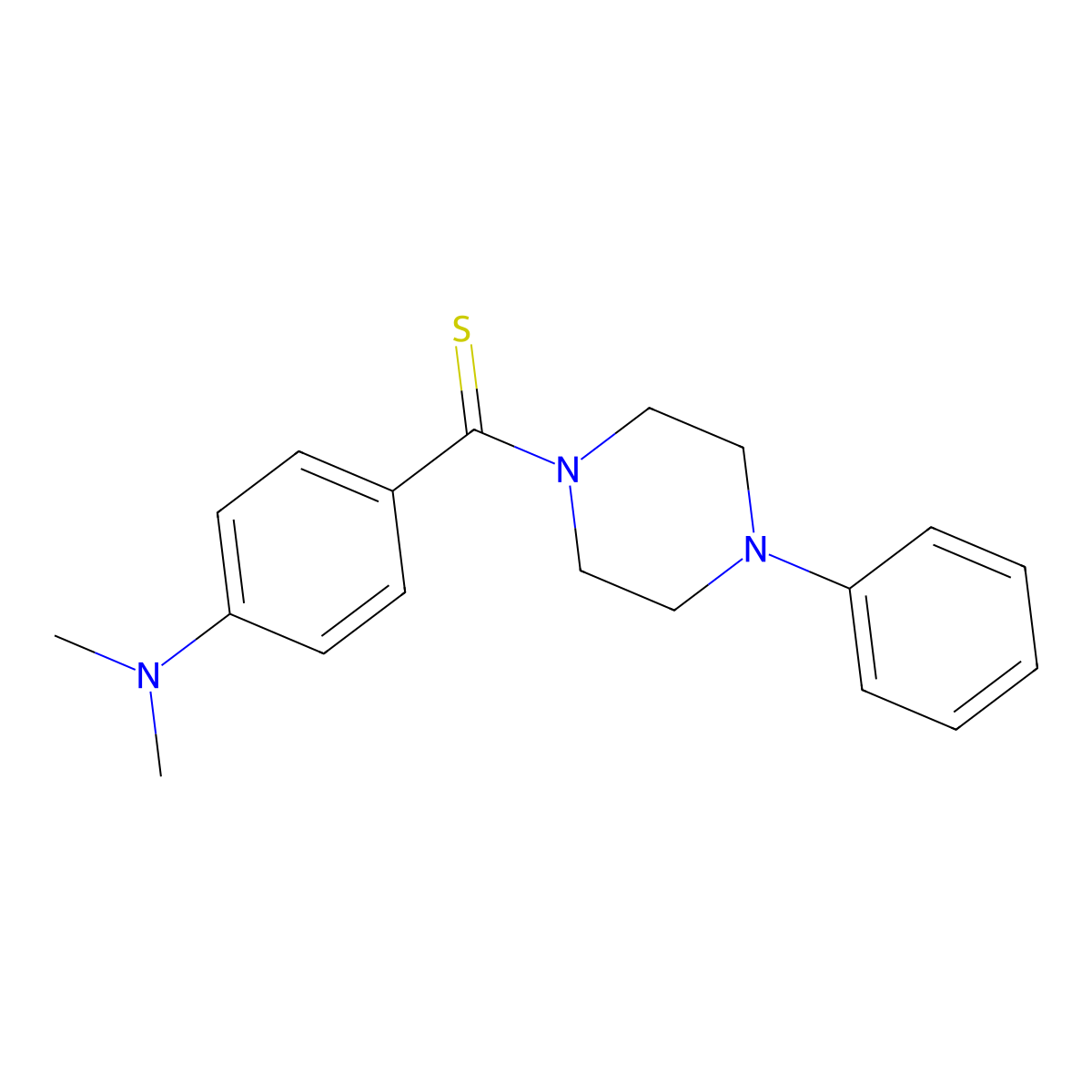 (4-Dimethylaminophenyl)-(4-phenylpiperazin-1-yl)methanethione molecular structure, CAS 327074-60-2