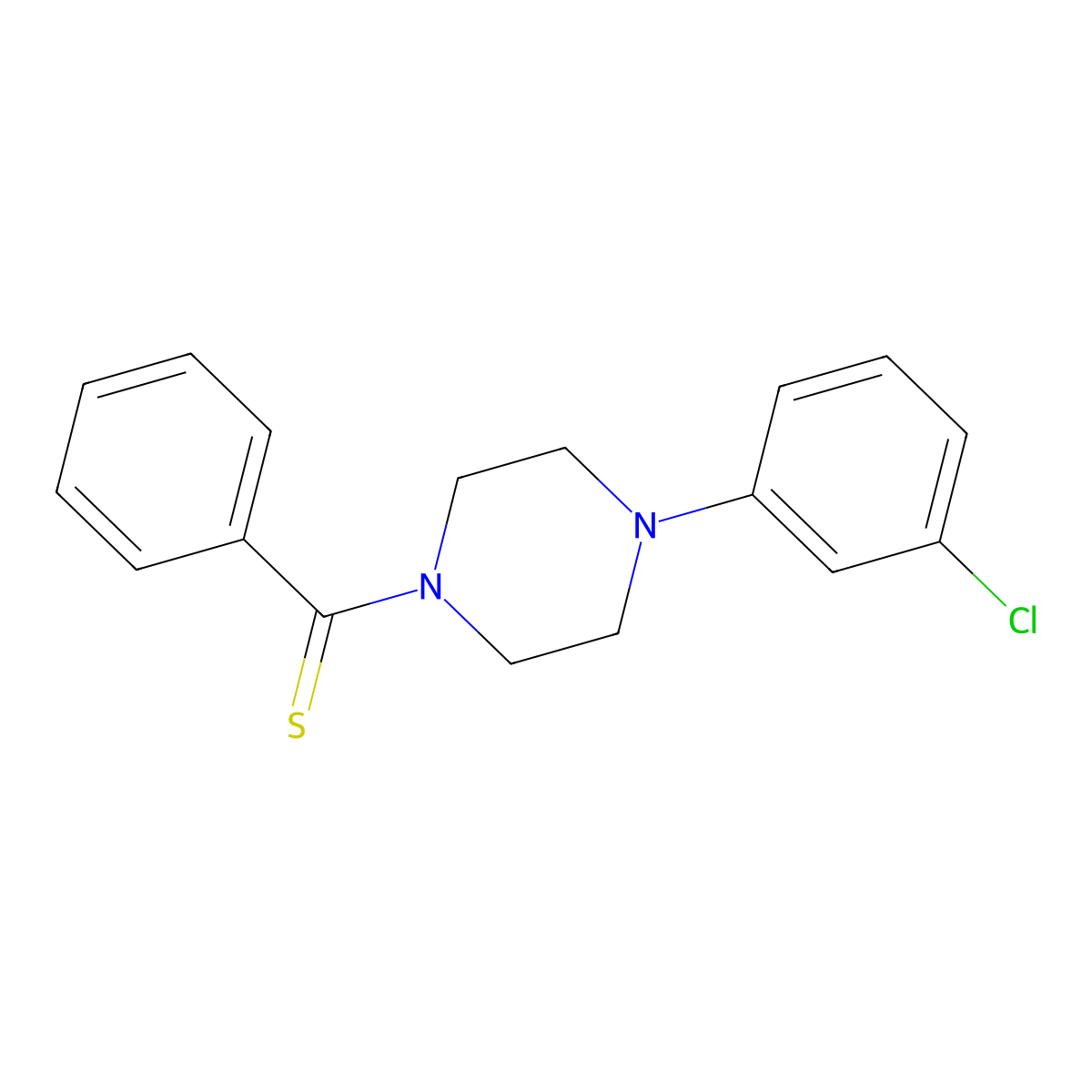 [4-(3-Chlorophenyl)piperazinyl]phenylmethane-1-thione molecular structure, CAS 327074-66-8