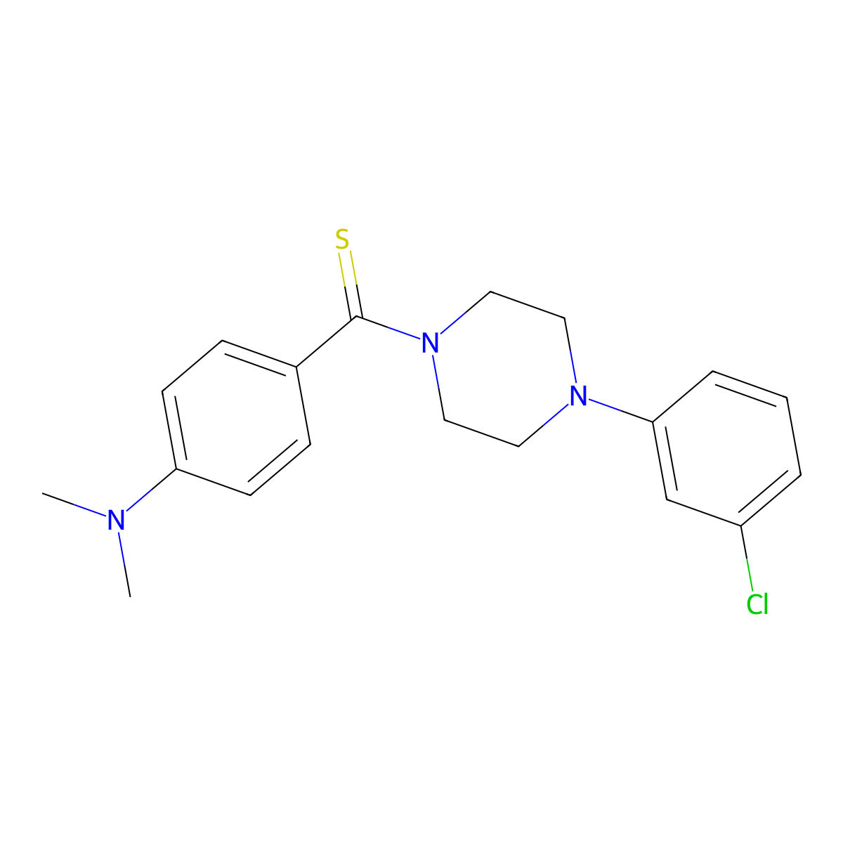 (4-(3-Chlorophenyl)piperazin-1-yl)(4-(dimethylamino)phenyl)methanethione molecular structure, CAS 327074-68-0