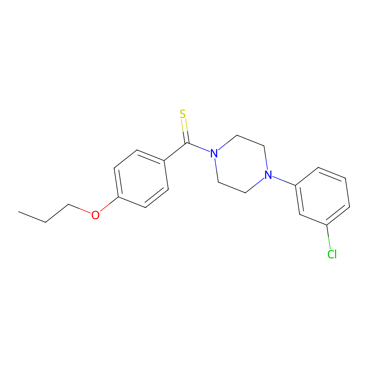 [4-(3-Chlorophenyl)piperazin-1-yl]-(4-propoxyphenyl)methanethione molecular structure, CAS 327074-72-6