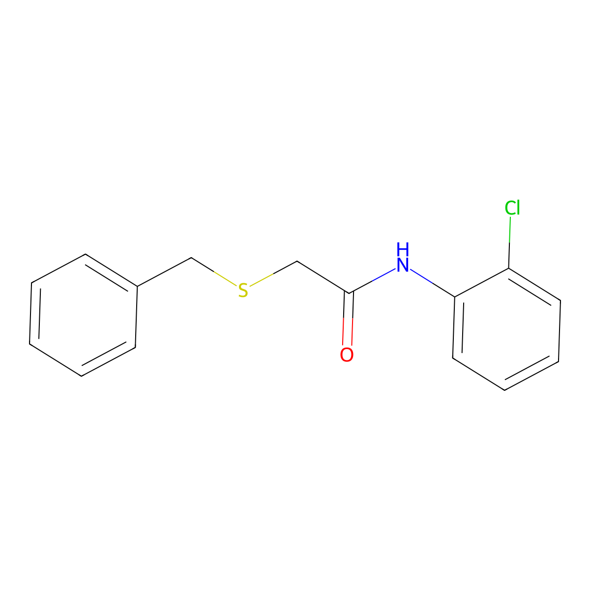 2-benzylsulfanyl-N-(2-chlorophenyl)acetamide molecular structure, CAS 327074-78-2