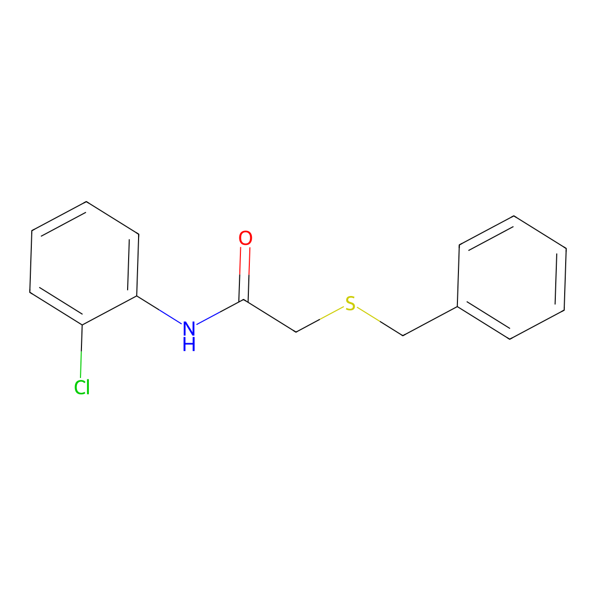 2-benzylsulfanyl-N-(2-chlorophenyl)acetamide molecular structure, CAS 327074-78-2