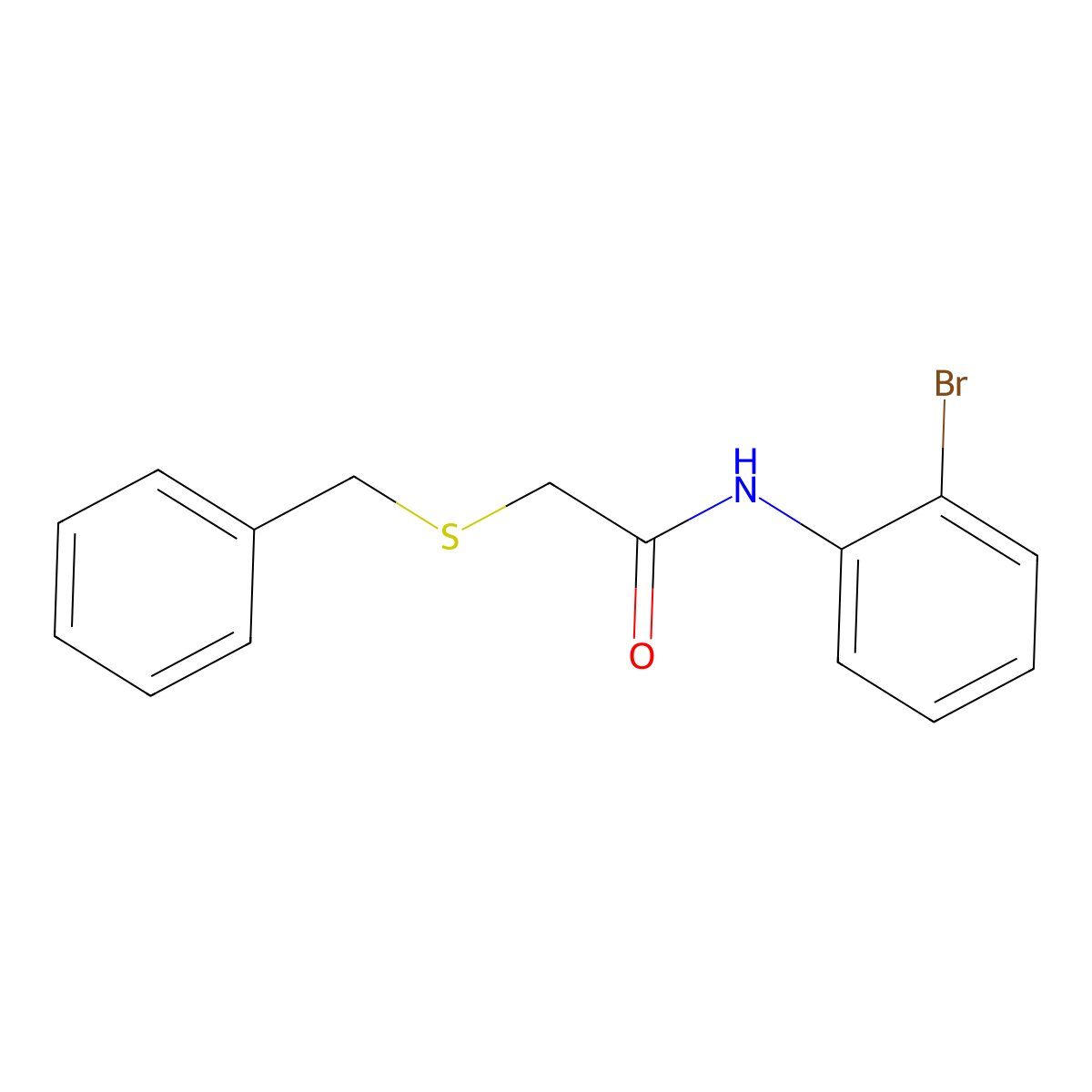 2-benzylsulfanyl-N-(2-bromophenyl)acetamide molecular structure, CAS 327074-80-6