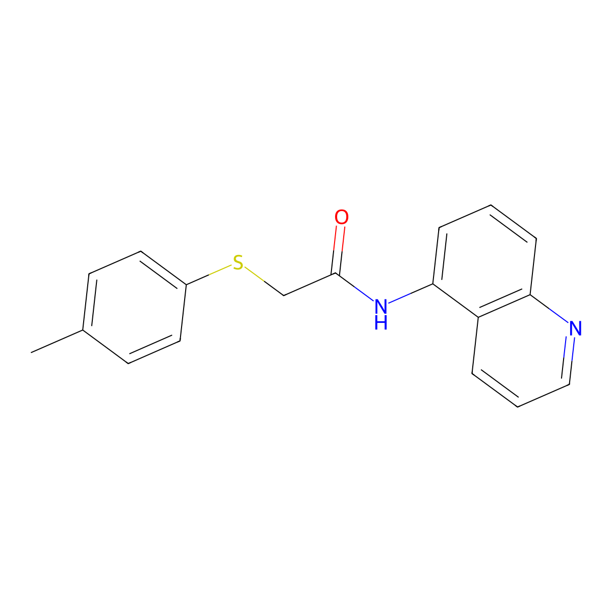2-(4-methylphenyl)sulfanyl-N-quinolin-5-ylacetamide molecular structure, CAS 327074-85-1