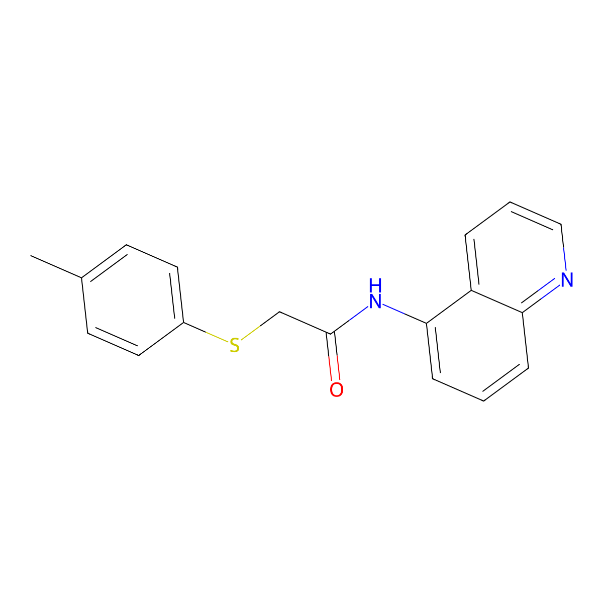 2-(4-methylphenyl)sulfanyl-N-quinolin-5-ylacetamide molecular structure, CAS 327074-85-1