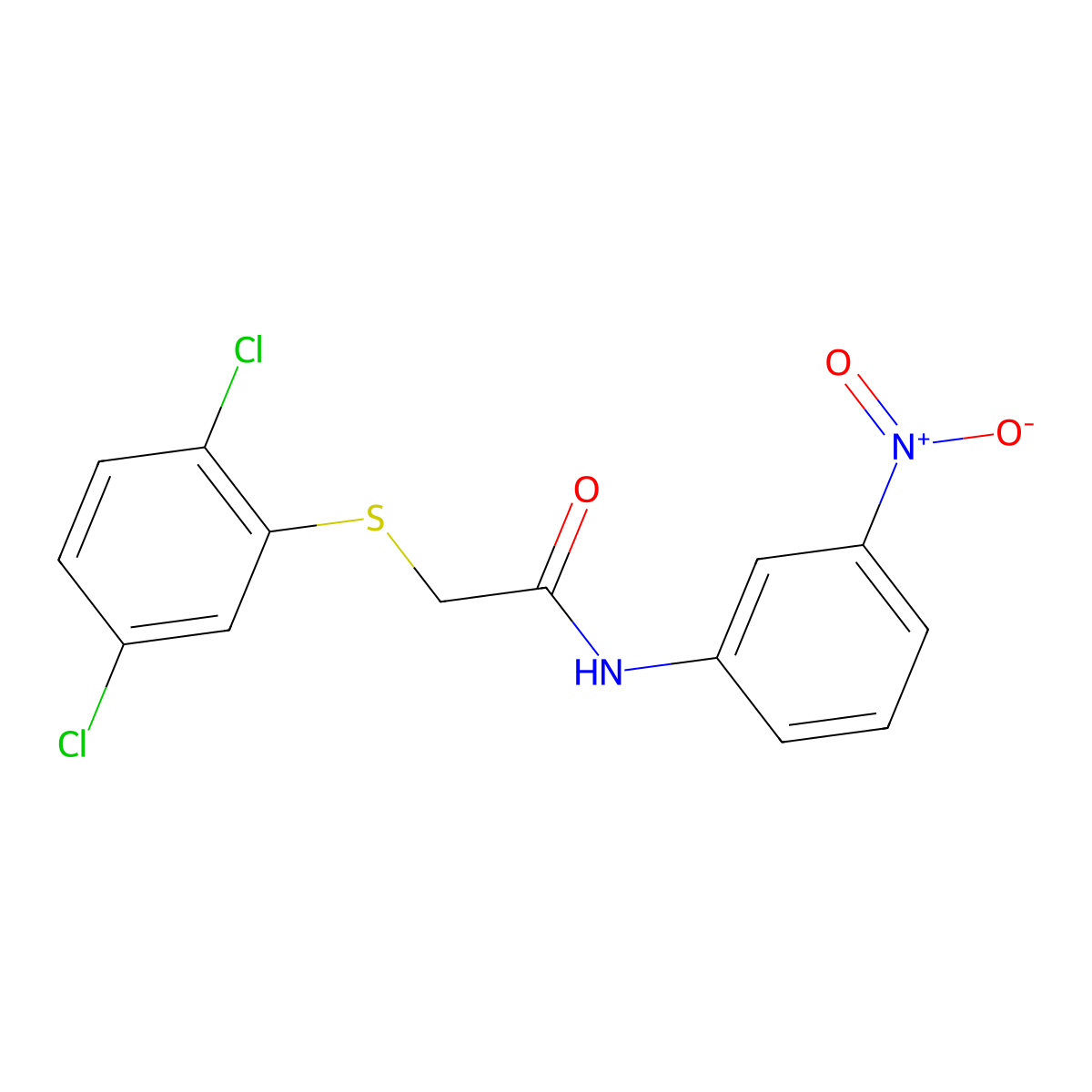 2-((2,5-dichlorophenyl)thio)-N-(3-nitrophenyl)acetamide molecular structure, CAS 327074-89-5