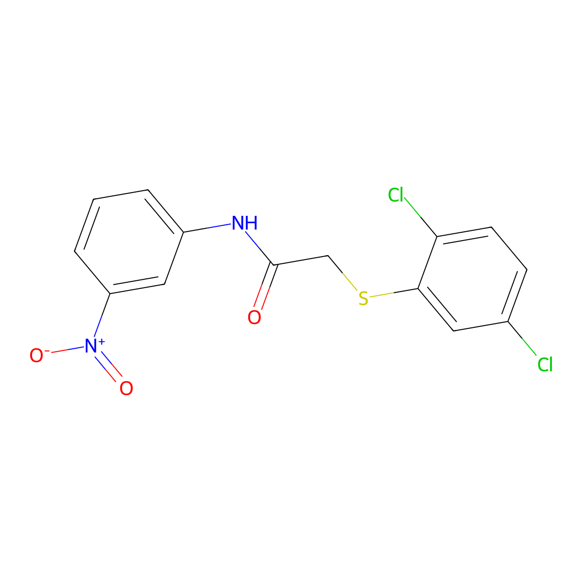 2-((2,5-dichlorophenyl)thio)-N-(3-nitrophenyl)acetamide molecular structure, CAS 327074-89-5