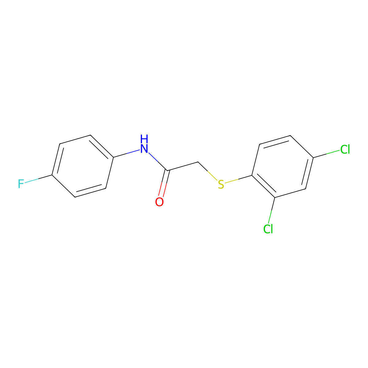 2-(2,4-dichlorophenyl)sulfanyl-N-(4-fluorophenyl)acetamide molecular structure, CAS 327074-94-2