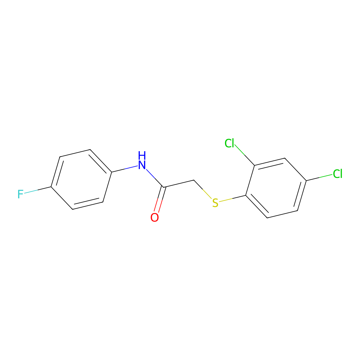 2-(2,4-dichlorophenyl)sulfanyl-N-(4-fluorophenyl)acetamide molecular structure, CAS 327074-94-2