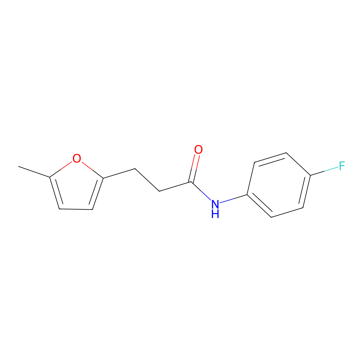 N-(4-fluorophenyl)-3-(5-methylfuran-2-yl)propanamide molecular structure, CAS 327075-02-5