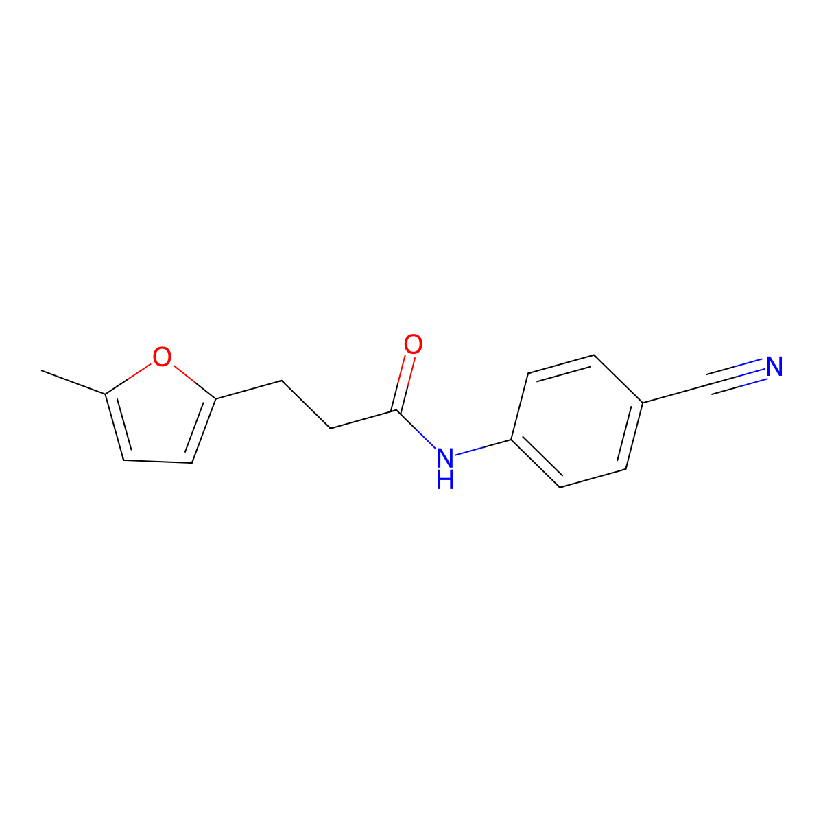 N-(4-cyanophenyl)-3-(5-methylfuran-2-yl)propanamide molecular structure, CAS 327075-03-6