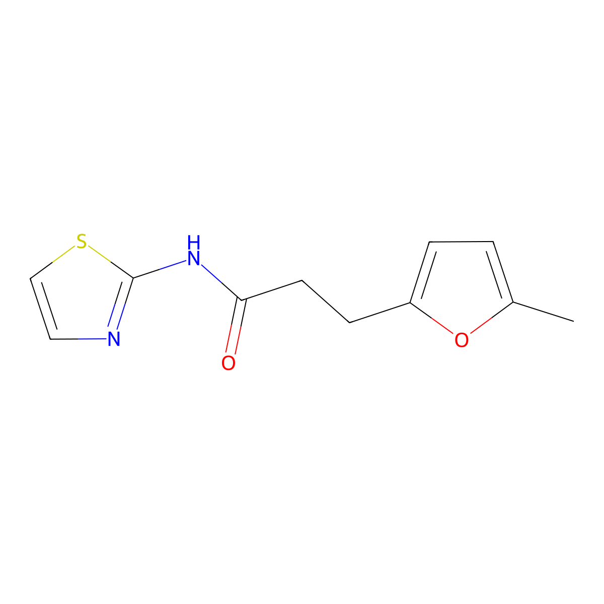 3-(5-methylfuran-2-yl)-N-(1,3-thiazol-2-yl)propanamide molecular structure, CAS 327075-14-9