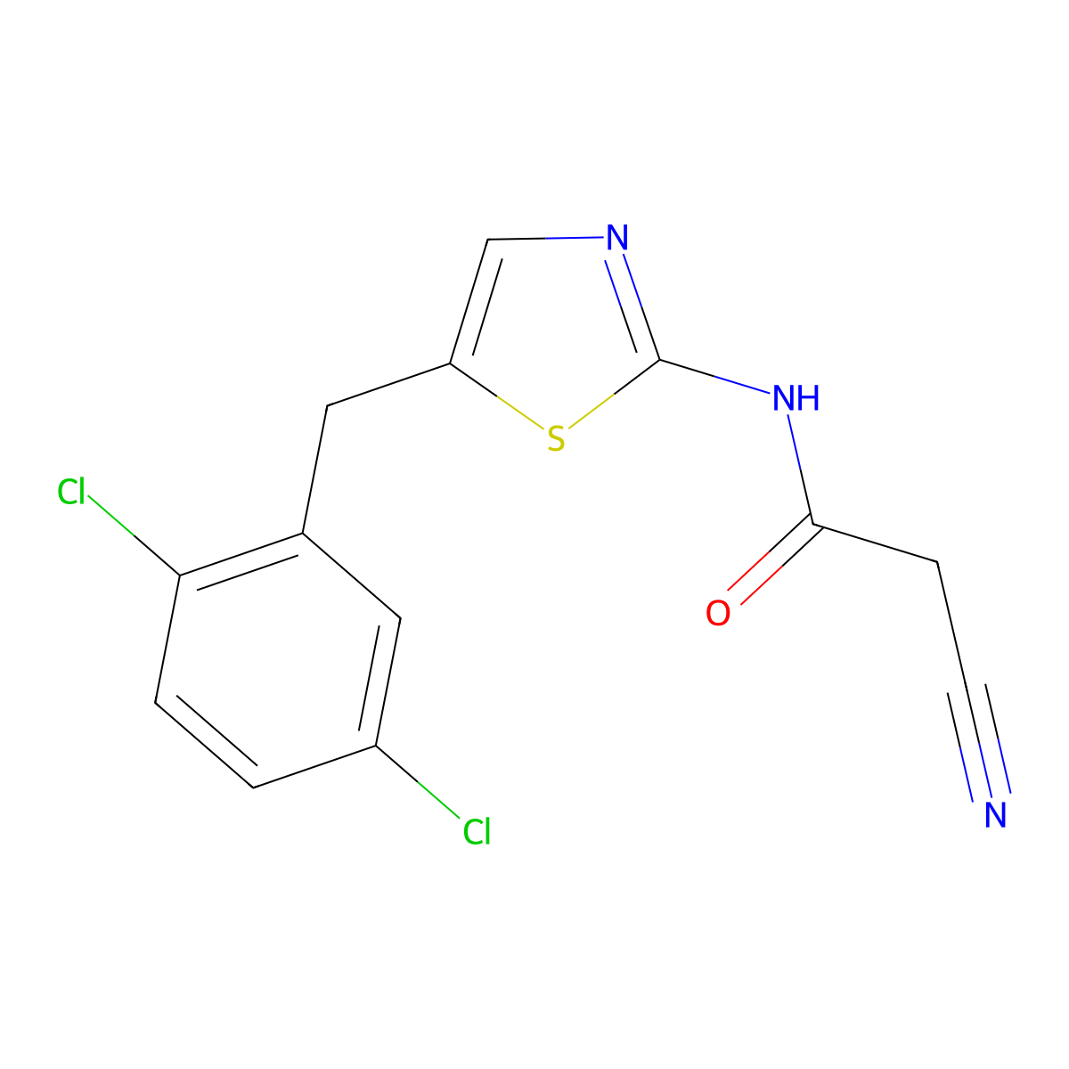 2-cyano-N-[5-[(2,5-dichlorophenyl)methyl]-1,3-thiazol-2-yl]acetamide molecular structure, CAS 327076-88-0