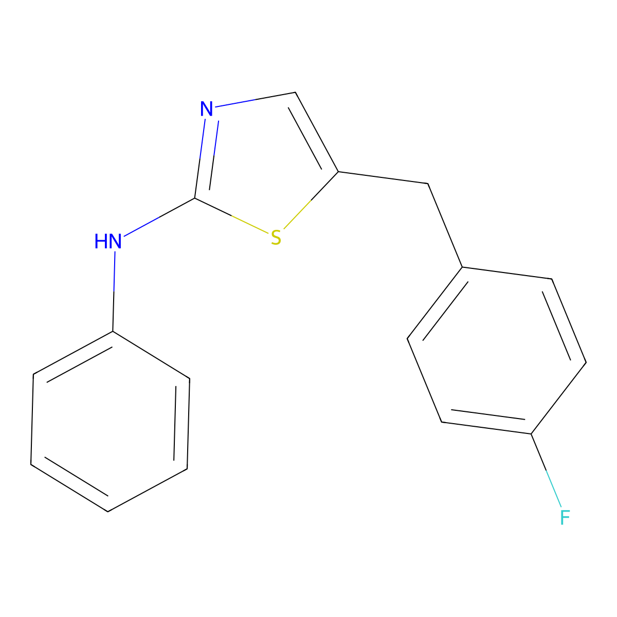 5-(4-fluorobenzyl)-N-phenyl-1,3-thiazol-2-amine molecular structure, CAS 327077-17-8