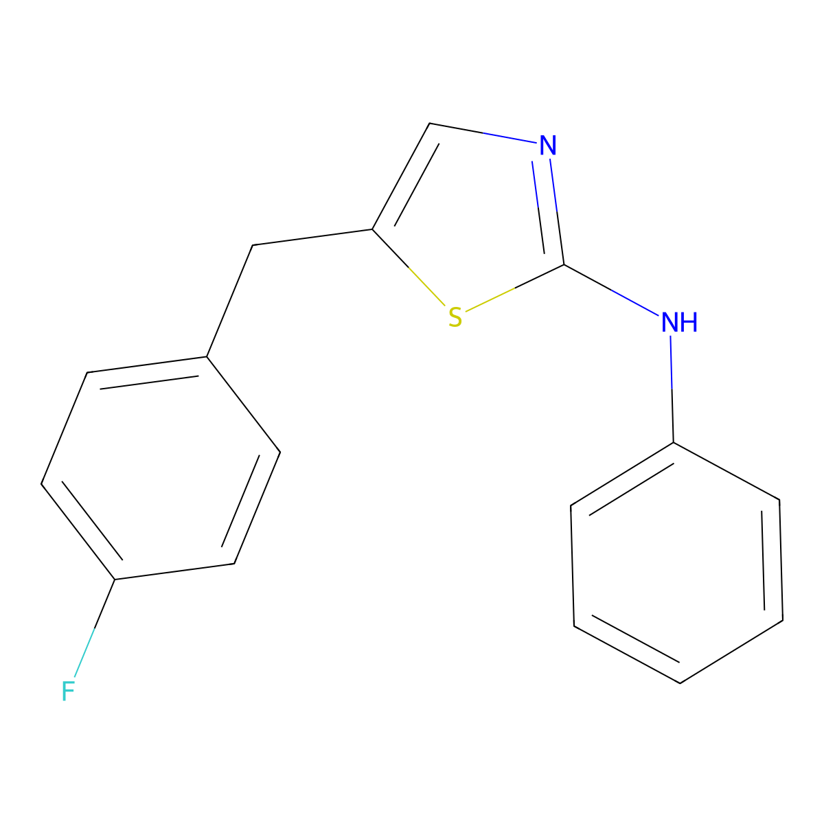 5-(4-fluorobenzyl)-N-phenyl-1,3-thiazol-2-amine molecular structure, CAS 327077-17-8