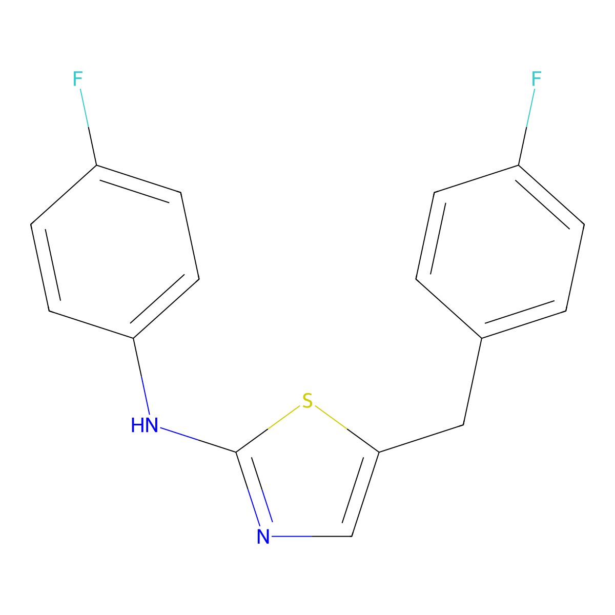 N-(4-fluorophenyl)-5-[(4-fluorophenyl)methyl]-1,3-thiazol-2-amine molecular structure, CAS 327077-19-0