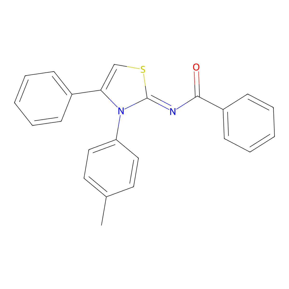 Benzamide, N-[3-(4-methylphenyl)-4-phenyl-2(3H)-thiazolylidene]- molecular structure, CAS 327077-60-1