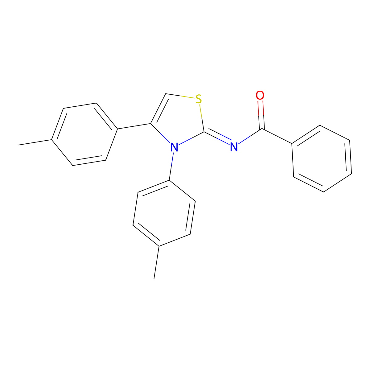 N-[3,4-bis(4-methylphenyl)-1,3-thiazol-2-ylidene]benzamide molecular structure, CAS 327077-63-4