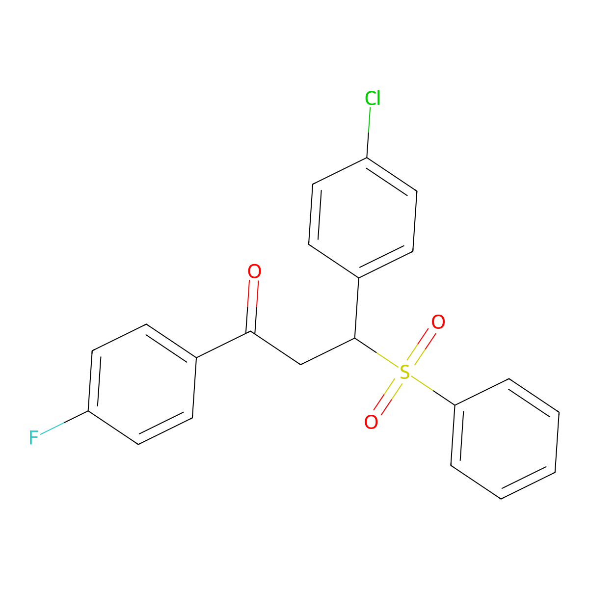 3-(4-Chlorophenyl)-1-(4-fluorophenyl)-3-(phenylsulfonyl)propan-1-one molecular structure, CAS 327077-91-8