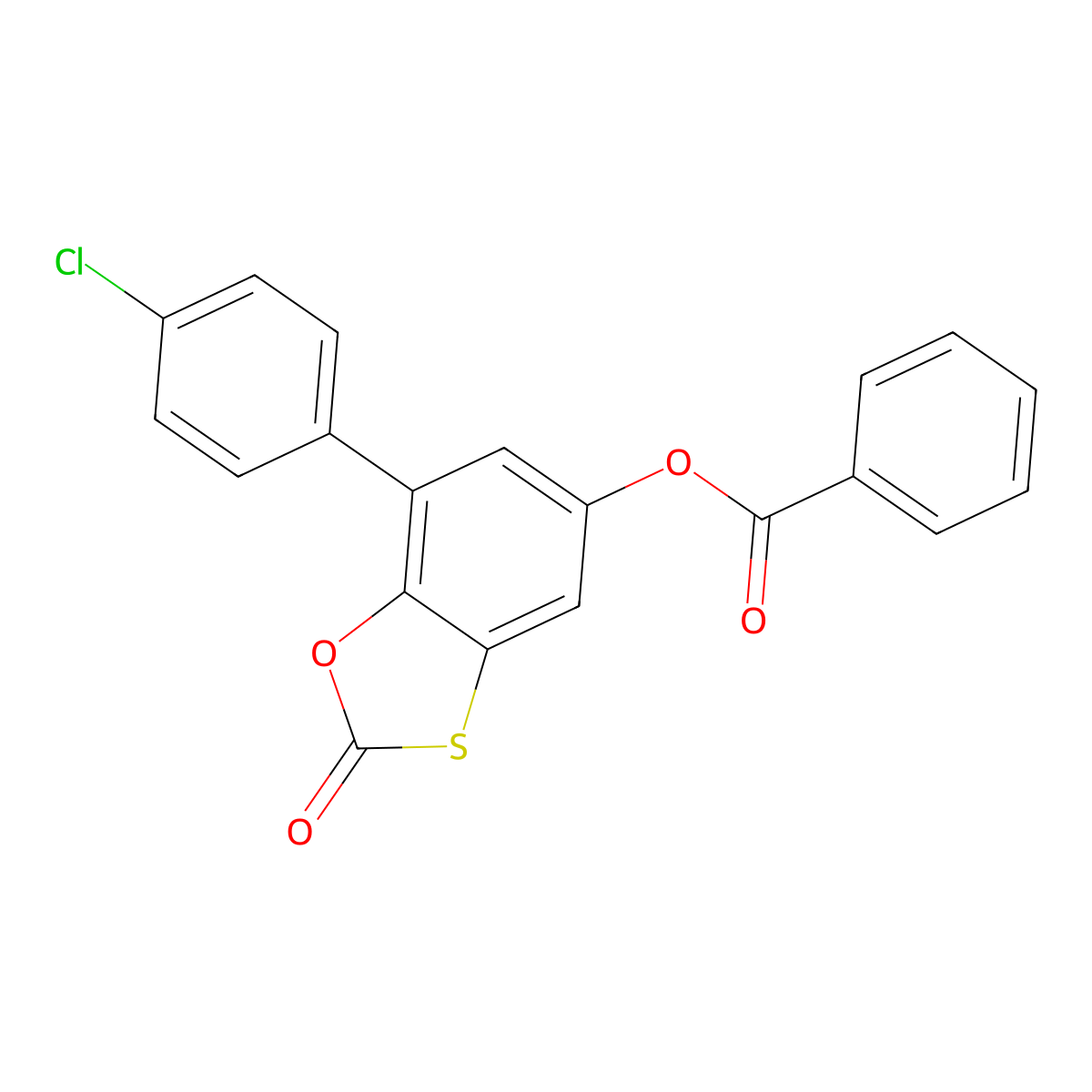 7-(4-Chlorophenyl)-2-oxo-1,3-benzoxathiol-5-yl benzoate molecular structure, CAS 327078-43-3