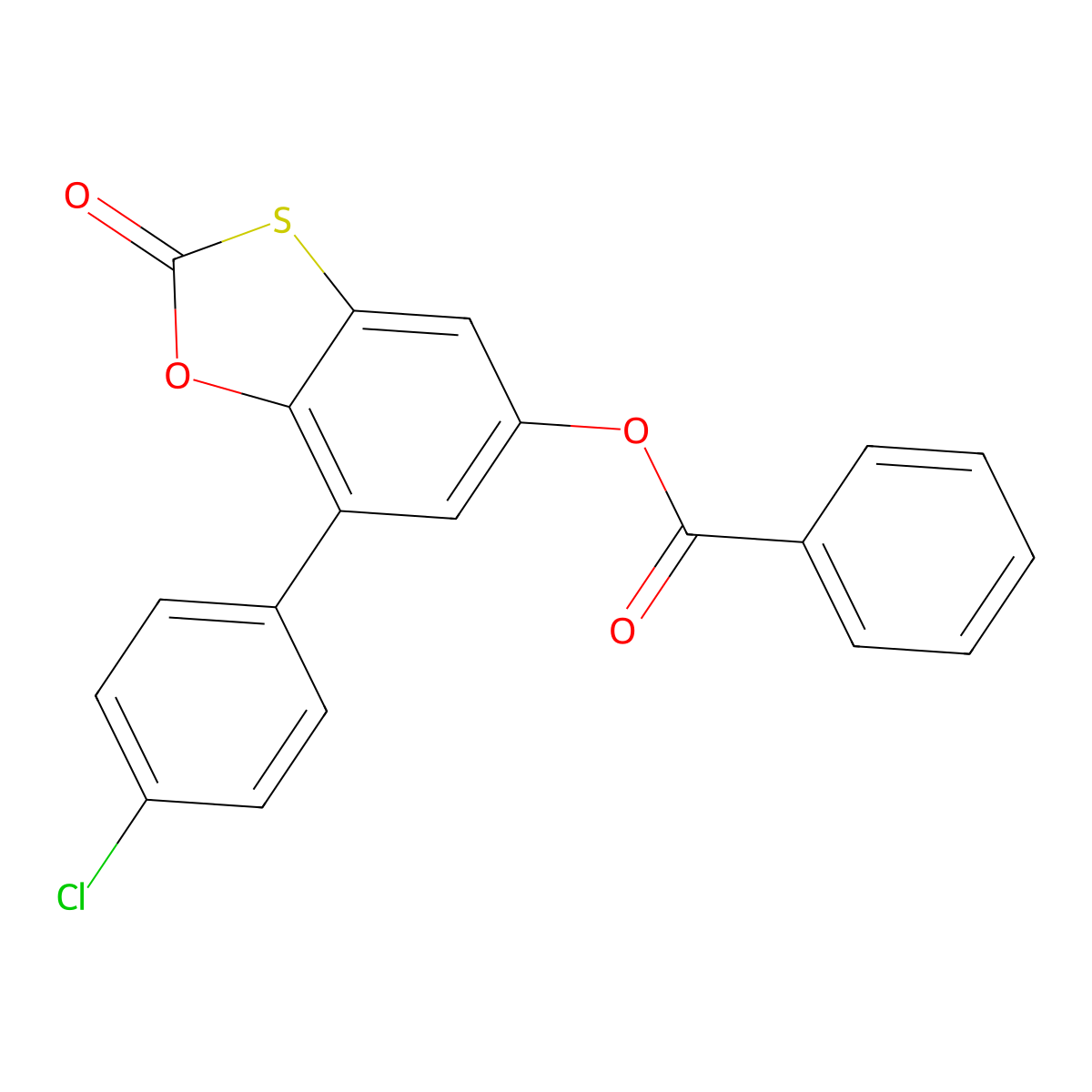 7-(4-Chlorophenyl)-2-oxo-1,3-benzoxathiol-5-yl benzoate molecular structure, CAS 327078-43-3