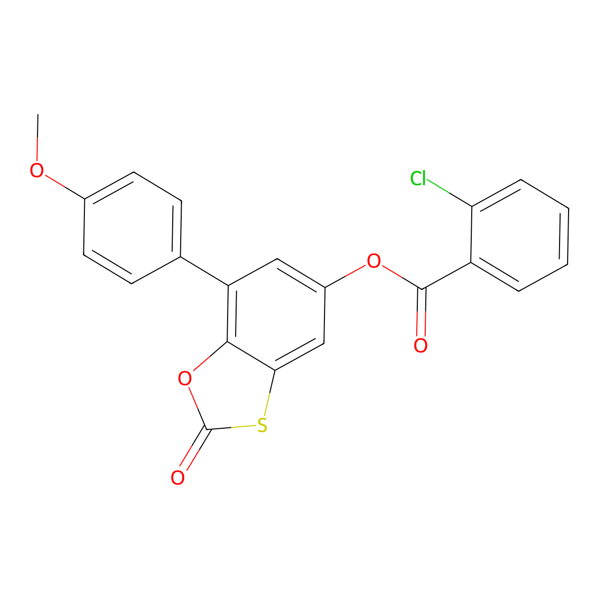 7-(4-Methoxyphenyl)-2-oxo-1,3-benzoxathiol-5-yl 2-chlorobenzoate molecular structure, CAS 327078-48-8