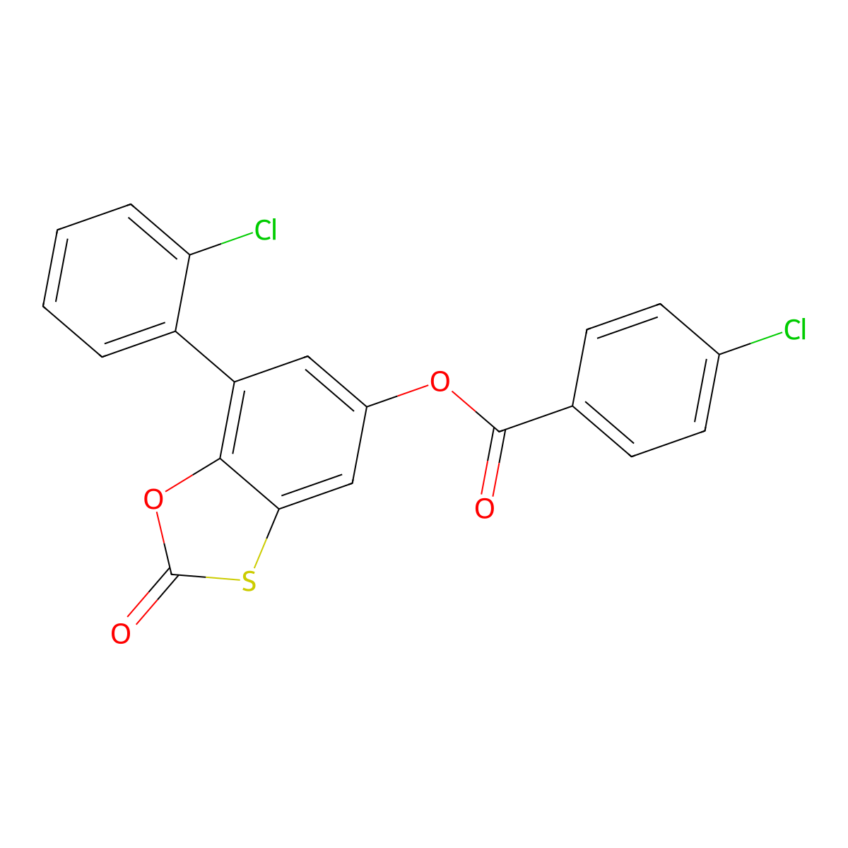 7-(2-Chlorophenyl)-2-oxobenzo[d][1,3]oxathiol-5-yl 4-chlorobenzoate molecular structure, CAS 327078-49-9