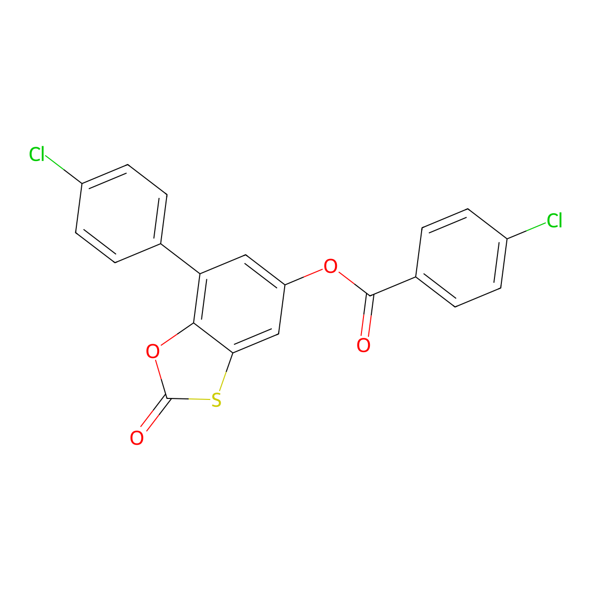 7-(4-Chlorophenyl)-2-oxo-1,3-benzoxathiol-5-yl 4-chlorobenzoate molecular structure, CAS 327078-50-2