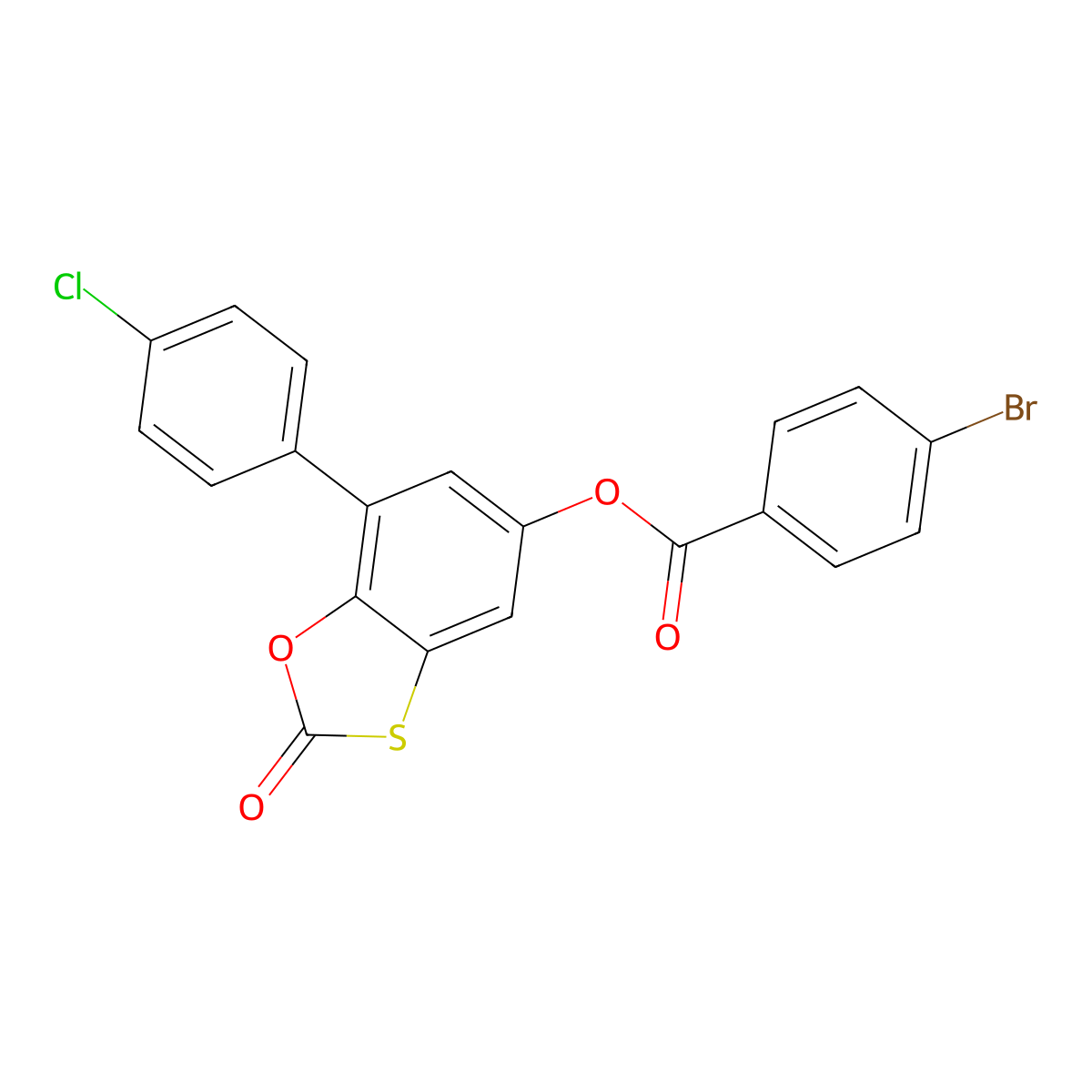 7-(4-Chlorophenyl)-2-oxobenzo[d][1,3]oxathiol-5-yl 4-bromobenzoate molecular structure, CAS 327078-54-6
