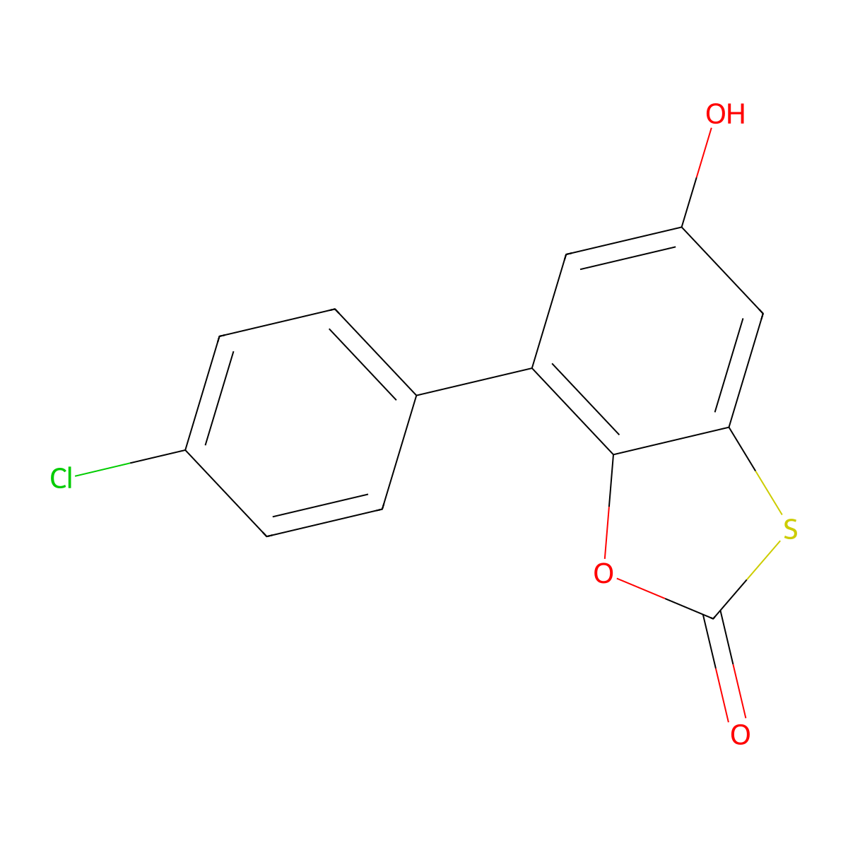 7-(4-Chloro-phenyl)-5-hydroxy-benzo[1,3]oxathiol-2-one molecular structure, CAS 327078-55-7