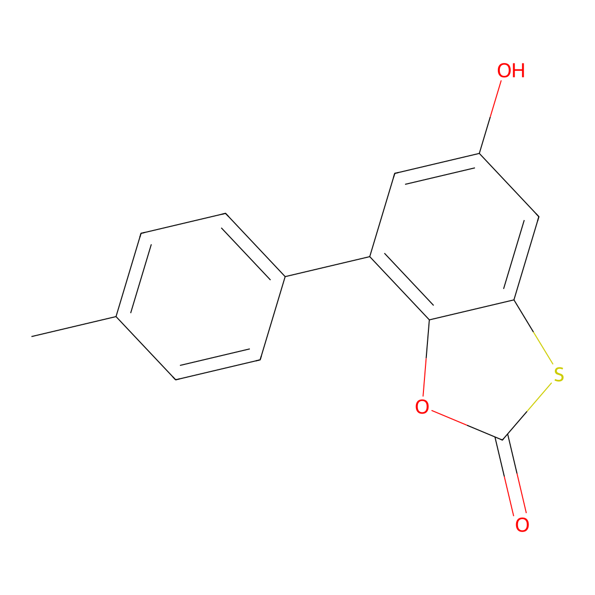 5-hydroxy-7-(4-methylphenyl)-2H-1,3-benzoxathiol-2-one molecular structure, CAS 327078-57-9